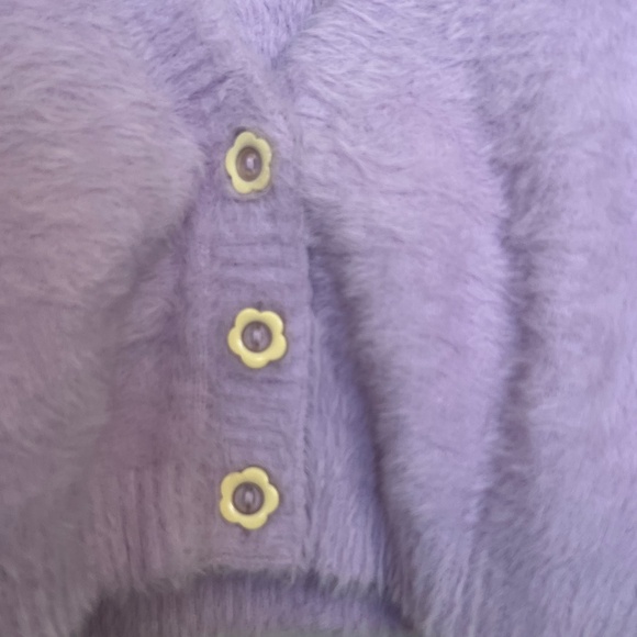For Love and Lemons Lilac Crop Top Sweater with Daisy Buttons Size M - Picture 8 of 9